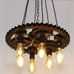 Vintage Bike Gear And Chain Design Pendant Light With Six Bulb Holders - Image 3