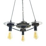 Vintage Bike Gear And Chain Design Pendant Light With Three Bulb Holders