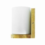 Wooden Canopy Wall Light with White Glass