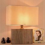 Bed Side Wooden Table Lamp With Fabric Shade - Image 2