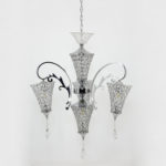 Silver Color Chandelier With 4 Crystal Bulb Chambers - Image 2