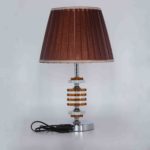 Bedside Table Lamp With Maroon Lamp Shade - Image 2