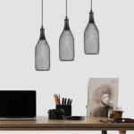 Black Metal Net Pendent Light With Bottle Shade - Image 2