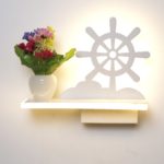 White Ship Steering Wheel Design Wall Lamp
