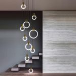Modern Falling Rings Tall Height Chandelier
