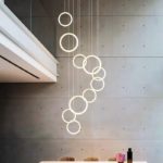 Modern Falling Rings Tall Height Chandelier