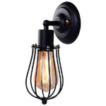 Vintage Rustic Black Metal Cage Wall Light