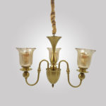 Antique Bronze Amber Glass Chandelier - Image 2