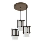 Three Wooden and Glass Pendant Light