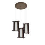 Three Wooden and Glass Pendant Light