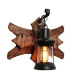 Rustic Wooden Canopy Wall Lamp