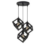 Vintage Minimal Black Metal Box Shape Pendant Light 3in1 Round