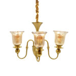 Antique Bronze Amber Glass Chandelier