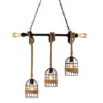 Metal Cage With Rope 3+2 Bulbs Combo Hanging Light