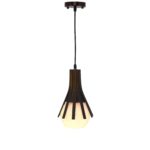 Wood Hanging Light With Round Glass