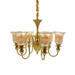 Antique Bronze Amber Glass Chandelier