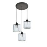 Crystal With Black Iron 3in1 Hanging Light