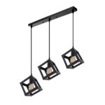Vintage Minimal Black Metal Box Shape Pendant Light 3in1 Recatngle