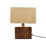 Bed Side Wooden Table Lamp With Fabric Shade
