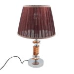 Bedside Table Lamp With Maroon Lamp Shade
