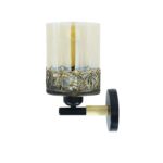 Cylindrical Coconut Tree Crafted Glass Wall Lamp