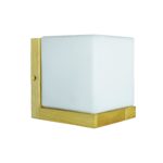 Wooden Canopy Wall Lamp With White Cube Box Lamp Head