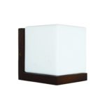 Wooden Canopy Wall Lamp With White Cube Box Lamp Head