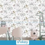 Floral and Animal Design Wallpaper for Kids Room
