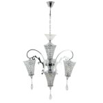 Silver Color Chandelier With 4 Crystal Bulb Chambers