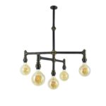 Industrial Water Pipe Chandelier Light With Five Bulb Holder