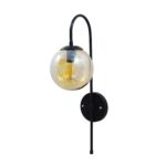 Modern Black Color Wall Light With Round Glass