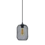 Black Cylindrical Metal Cage Pendant Light