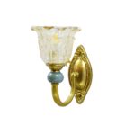 Antique Golden Color Wall Lamp With Glass Floral Design