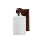 Coffee Color Wooden Canopy Wall Lamp With White Lamp Head