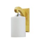 Wooden Canopy Wall Lamp With White Lamp Head