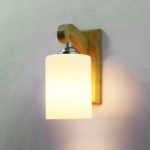 Wooden Canopy Wall Lamp With White Lamp Head - Image 2