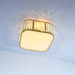 Golden Square Ceiling Mount Crystal Chandelier