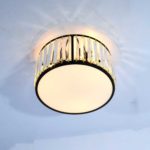 Black Round Ceiling Mount Crystal Chandelier