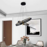 Black Modern Double Ring Saturn Chandelier - Image 3