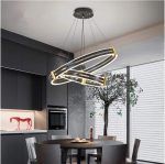 Black Modern Double Ring Saturn Chandelier