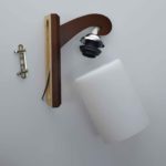 Coffee Color Wooden Canopy Wall Lamp With White Lamp Head - Image 6