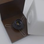 Wooden Canopy Wall Lamp With White Cube Box Lamp Head - Image 3