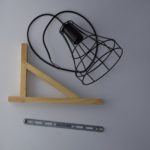 Black Metal Cage Design Wall Light With Wooden Canopy - Image 5