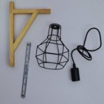 Vintage Metal Cage Wall Light With Wooden Base - Image 2