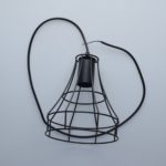 Black Metal Cage Design Wall Light With Wooden Canopy - Image 3