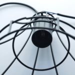Black Metal Cage Design Wall Light With Wooden Canopy - Image 2