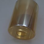 Simple Cylindrical Amber Glass Wall Lamp With Wooden Canopy - Image 6