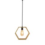 Wooden Pendant Light In Hexagon Shape