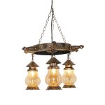 Antique Triple Crackle Glass Lamp Head Hanging Light