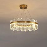 Round Crystal Chandelier Iceberg with Golden Belt